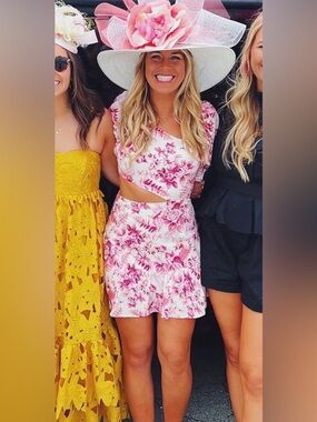 Hello Molly Sweetest Kind Dress Pink Floral Cut Out Mini Dress